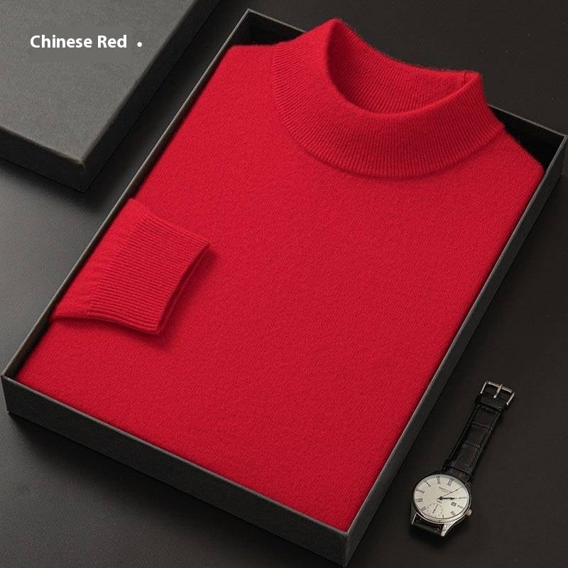 Men's New Solid Color Sweater Fashion Casual Half Turtleneck